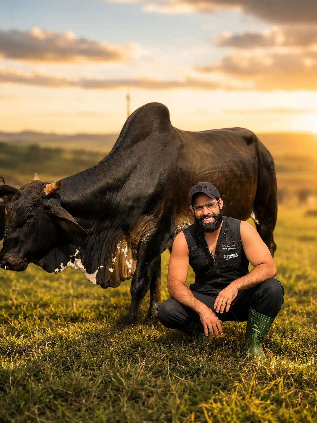 Médico Veterinário Sérgio Carvalho realizando procedimento de contenção de bovino no curral, demonstrando o método Vet de Campo